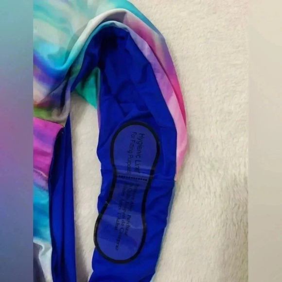 Bebe  One Piece Swim Monokini Bathing Suit Zip Rhinestones Crystals Tie Dye S - Picture 7 of 7